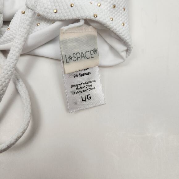 L*Space Kara Studded Bikini Top in White Size Large Triangle - Picture 5 of 5